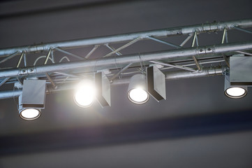 Bright spotlights on aluminium truss