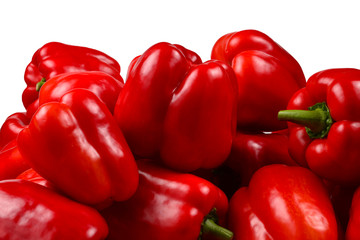 Fresh red bell pepper isolated on white background. Copy space.