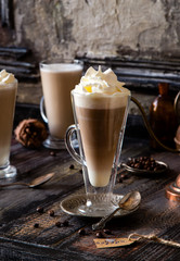 foamy layered hot coffee drink latte