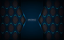 Modern background vector on dark space. Abstract metallic dark blue frame layout modern tech design template for use element cover, banner, advertising, flyer, card, and wallpaper.