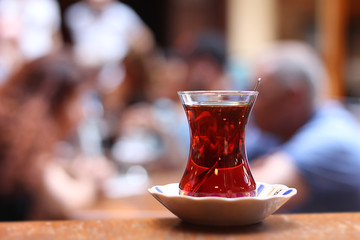 Beautiful photo of a cup of tea in a cafe