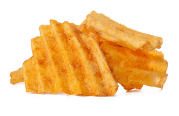 Wavy ribbed chips isolated on white background