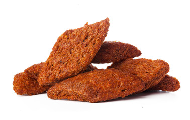 Crunchy bread snack isolated on white background