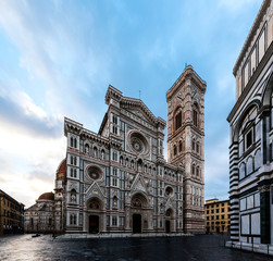 Duomo di Firenze Cathedral at dusk with the Baptistery of St.Joh