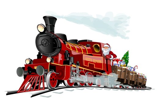 Vector Christmas card with cartoon Santa Express