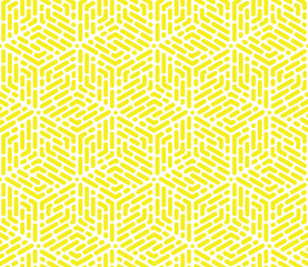 Abstract geometric pattern. A seamless vector background. White and yellow ornament. Graphic modern pattern. Simple lattice graphic design