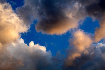 Naklejka na ściany i meble white clouds and gray on blue sky ,nature cloud