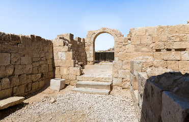 Ruins  of the Nabataean city of Avdat, located on the incense road in the Judean desert in Israel. It is included in the UNESCO World Heritage List.