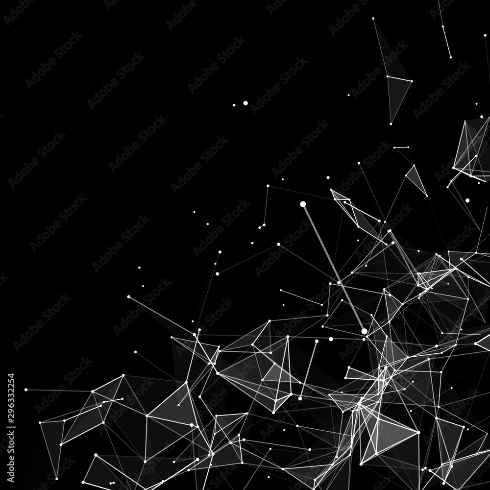Leinwandbilder Abstract background with connecting dots and lines. Network connection structure. Plexus effect. Vector Illustration.