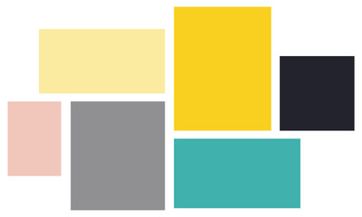 Vector Mood Board & Branding Presentation. Creative Theme Mood Board, Logo Template, Collage Frames with Universal Colour Palette. Picture Display & Montage.