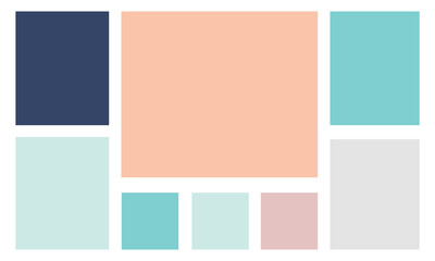 Vector Mood Board & Branding Presentation. Creative Theme Mood Board, Logo Template, Collage Frames with Universal Colour Palette. Picture Display & Montage.