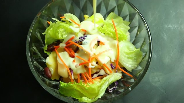 Vegetables salad in bowl , close up in studio Chiangmai Thailand
