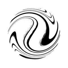 The symbol of black and white in a circle for the logo of the business structure, a template for various purposes. Spiral abstract illustration in a modern style for a screensaver.