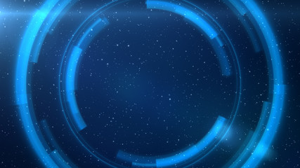 Blue HUD circles with stars in the background