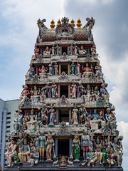 Gopuram of the Hindu temple Sri Mariamman near China Town Singapore