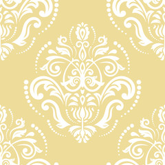 Orient classic yellow and white pattern. Seamless abstract background with vintage elements. Orient background. Ornament for wallpaper and packaging