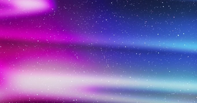 Seamless video loop - beautiful multicoloured aurora light phenomenon in a clear night sky with twinkling stars - digitally generated video - ProRes