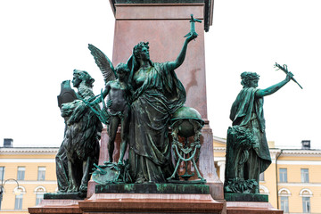 A monument of Alexander II on the Senate square (Senaatintori) in front of the  St. Nicholas...