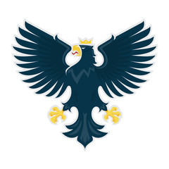 Heraldic eagle. Vector illustration of a proud eagle with spread wings.