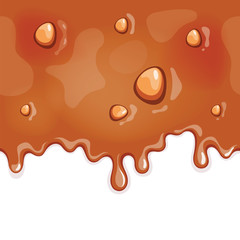 Vector illustration of liquid caramel which is flowing down