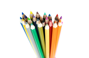 Fototapeta premium Collection of crayon de couleur for drawing at white background,