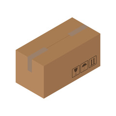 Packing cardboard box. Vector illustration of a big gift box.  Gift box, packing.