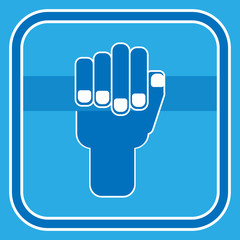 Vector of a human hand holding a handrail, a handrail, a crossbar. Logo - hold on concept. Hand holding the handrail.