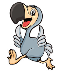 Cartoon cute happy Dodo bird character walking and showing GOOD hand signs. Vector mascot character © charactoon
