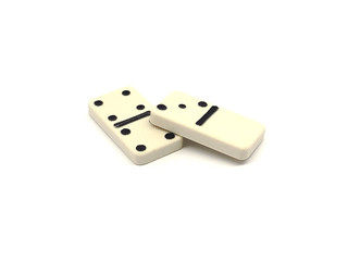 Dominoes pieces on white background