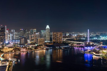 Fototapeta na wymiar Singapore skyscrapers at night