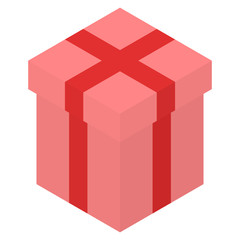 Vector illustration of a big gift box. Bright gift box with red ribbons. Gift box, packing.