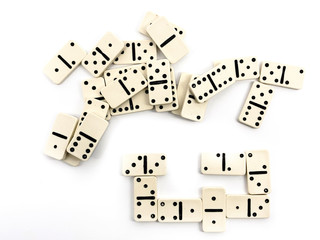 Dominoes pieces on white background