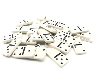 Dominoes pieces on white background