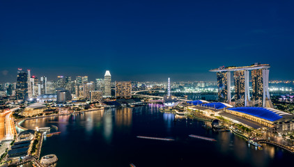 Singapore skyscrapers at magic hour