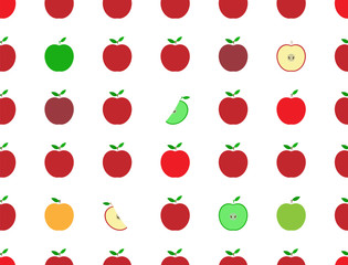 Seamless apple pattern on a white background. Background of apples. Vector.