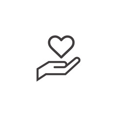 Hand Giving Love Symbol. Healthcare Hand holding heart shape, vector icon. Charity and donation symbol, logo illustration. Vector graphics.