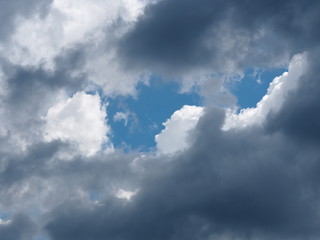 Stratocumulus white clouds in the blue sky natural background beautiful nature environment space for write