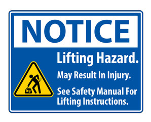 Lifting Hazard,May Result In Injury, See Safety Manual For Lifting Instructions Symbol Sign Isolate on white Background,Vector Illustration