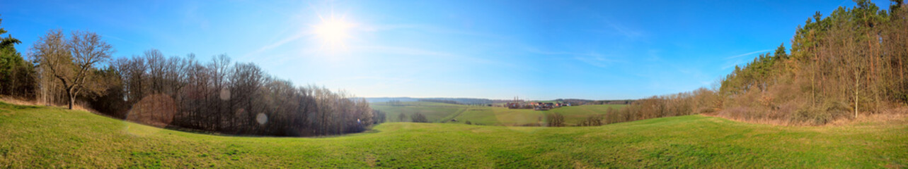 Obraz na płótnie Canvas Panorama of agricultural field at sunny day