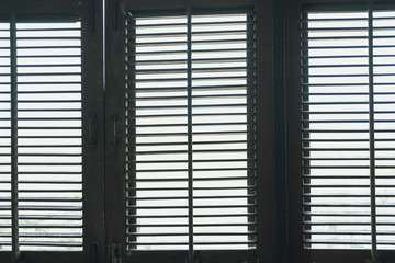 wooden windows with blind shutter. home interior