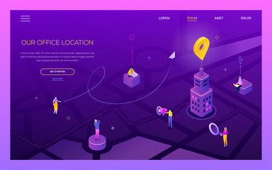Our office location - modern colorful isometric web banner