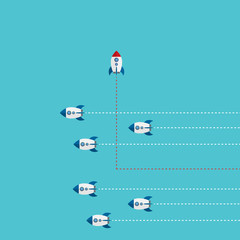 Think differently - Being different, taking risky, move for success in life -The graphic of rocket also represents the concept of courage, enterprise, confidence, belief, fearless, daring,