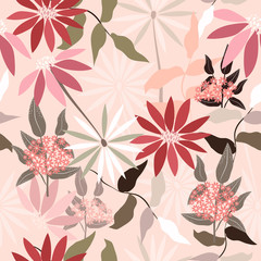 Seamless tropical floral pattern background vector illustration for design