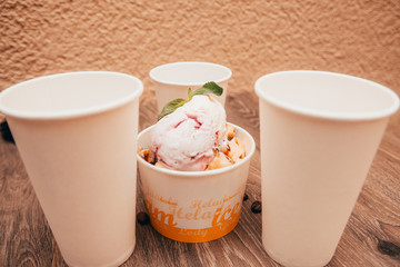 ice cream in coffee shop