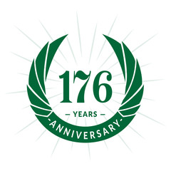 176th years anniversary celebration design. One hundred and seventy-six years logotype. Vector and illustration.