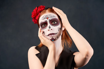 Day of dead holiday. Halloween. People in costume