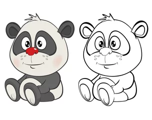 Foto op Plexiglas Vector Illustration of a Cute Cartoon Character Panda for you Design and Computer Game. Coloring Book Outline Set  © liusa