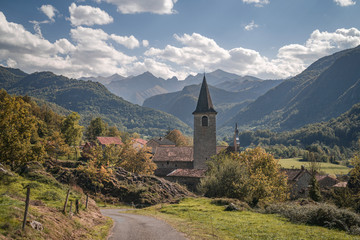 Fototapeta na wymiar Ercé french village in Ariege Pyrenees mountain