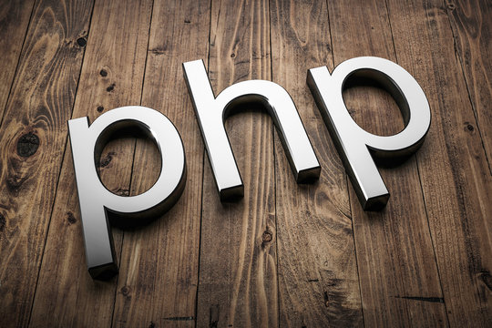 White lettering for the PHP programming language. 3d render.