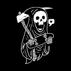 Skull Skateboard Graphic Design Illustration Vector Art T-shirt Design